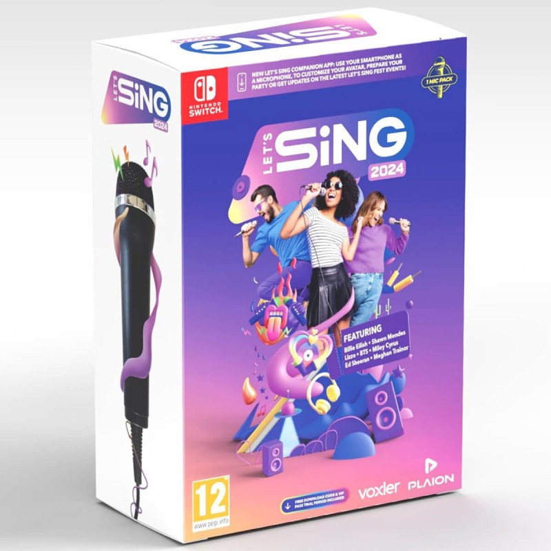 Jogo Let's Sing 2024 + 1 Micro Nintendo Switch