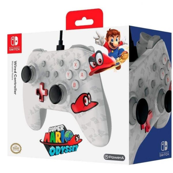 Mando con cable PowerA oficial Super Mario Odyssey Nintendo Switch