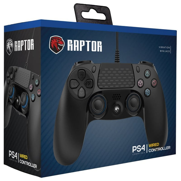 Controlador con cable Raptor Black PS4