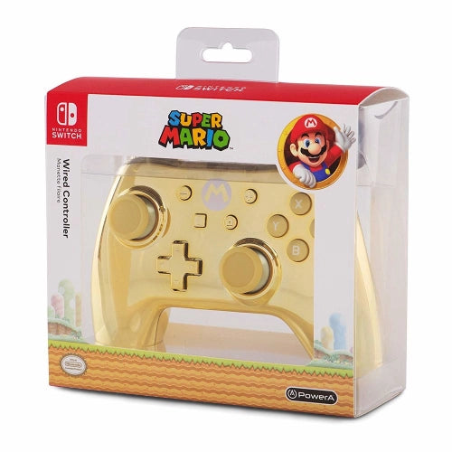 Comando PowerA com fios Super Mario Chrome Gold Special Edition Nintendo Switch