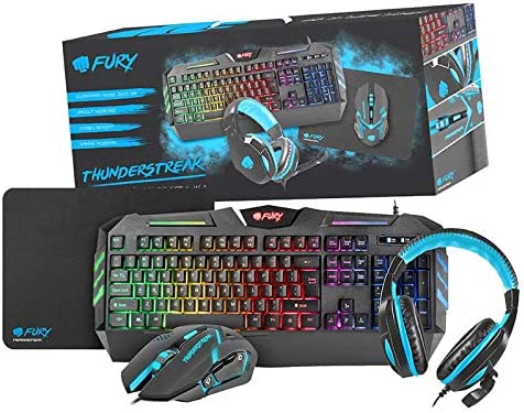 Fury ThunderStreak 3.0 Gaming Pack Tastiera, mouse e cuffie combinati 4 in 1 - Layout PT