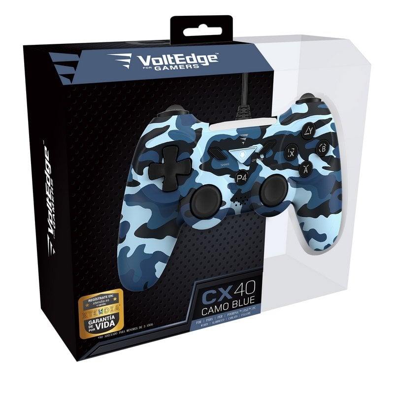 Comando Sem Fios VoltEdge CX40 Azul Camuflado PS4/PS3/PC
