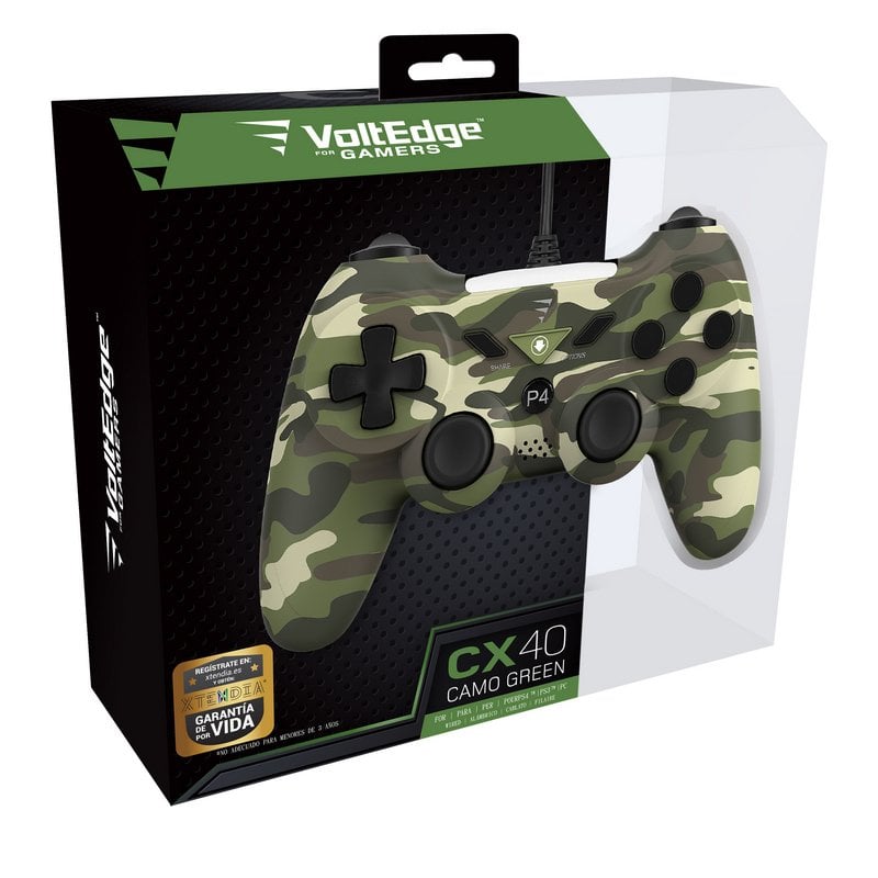 Controlador inalámbrico VoltEdge CX40 verde camuflaje PS4/PS3/PC