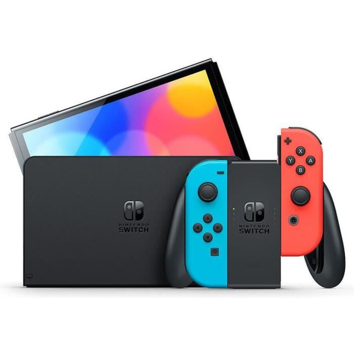 Nintendo Switch-Konsole OLED Blau/Neonrot (64 GB)