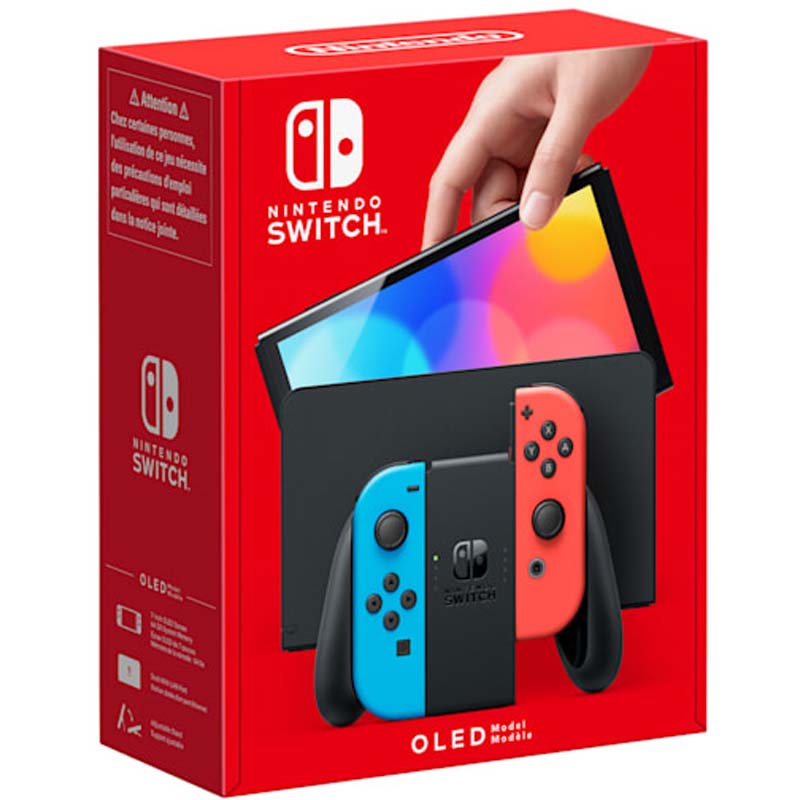 Console Nintendo Switch OLED Bleu/Rouge Fluo (64 Go)