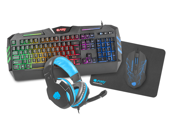 Fury ThunderStreak 3.0 Gaming Pack Combinación de teclado, mouse y auriculares 4 en 1 - Diseño PT