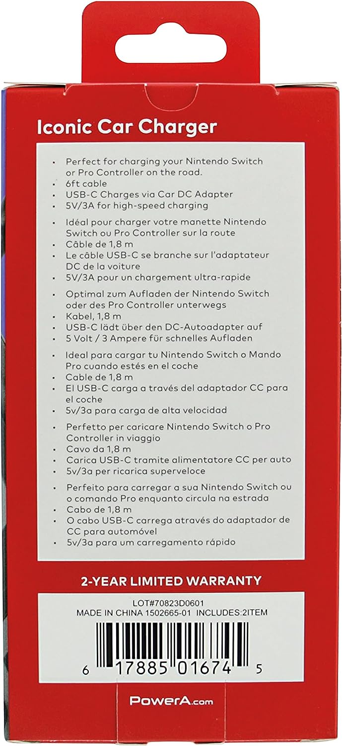 Cargador de coche Bloque de preguntas de Super Mario para Nintendo Switch