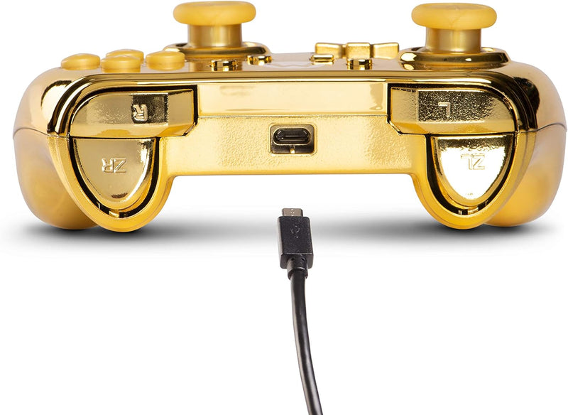 Manette filaire PowerA Super Mario Chrome Gold Édition Spéciale Nintendo Switch