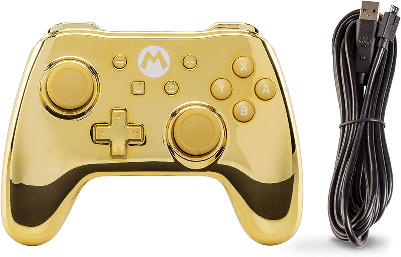 Comando PowerA com fios Super Mario Chrome Gold Special Edition Nintendo Switch