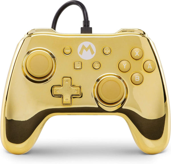 Comando PowerA com fios Super Mario Chrome Gold Special Edition Nintendo Switch