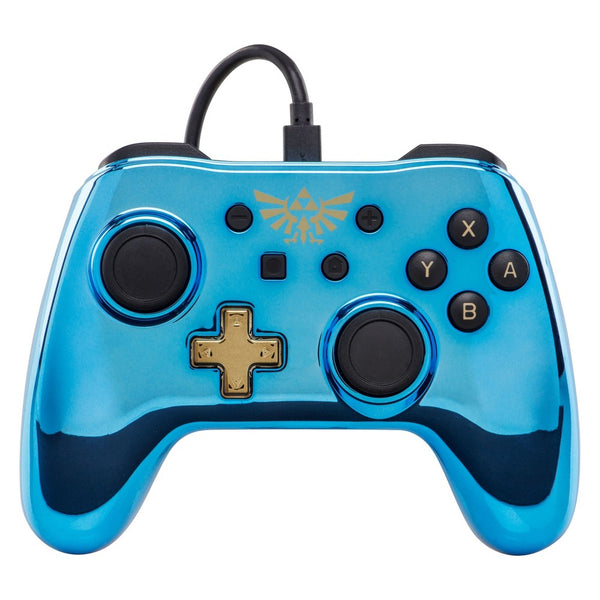 Comando PowerA com fios Zelda Chrome Azul, Dourado Nintendo Switch