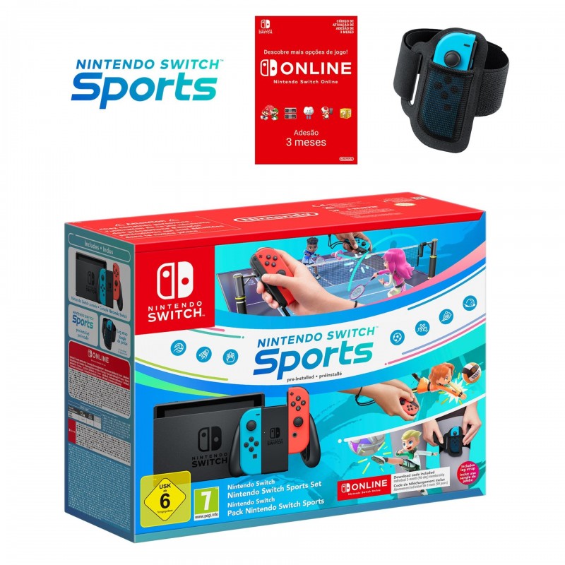 Console Nintendo Switch V2 + Switch Sports + Strap + NSO 3 mois