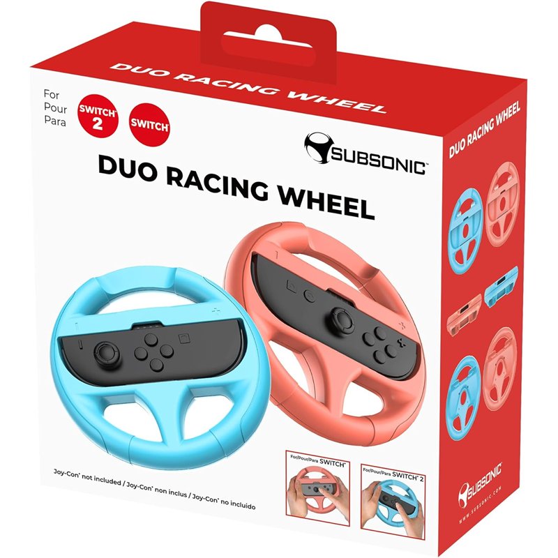 Subsonic Pack 2 Volantes - Nintendo Switch 2 (Vermelho / Azul)