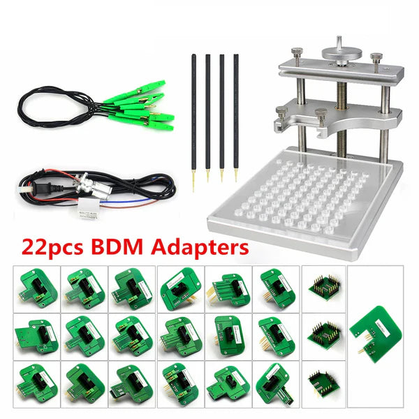 BDM Frame Stainless Steel LED Workbench + Kit 22 BDM Programming Central Unit Adapters