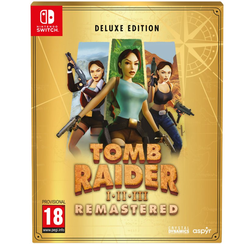 Remastered Tomb Raider I-III Game Starring Lara Croft Deluxe Edition for Nintendo Switch