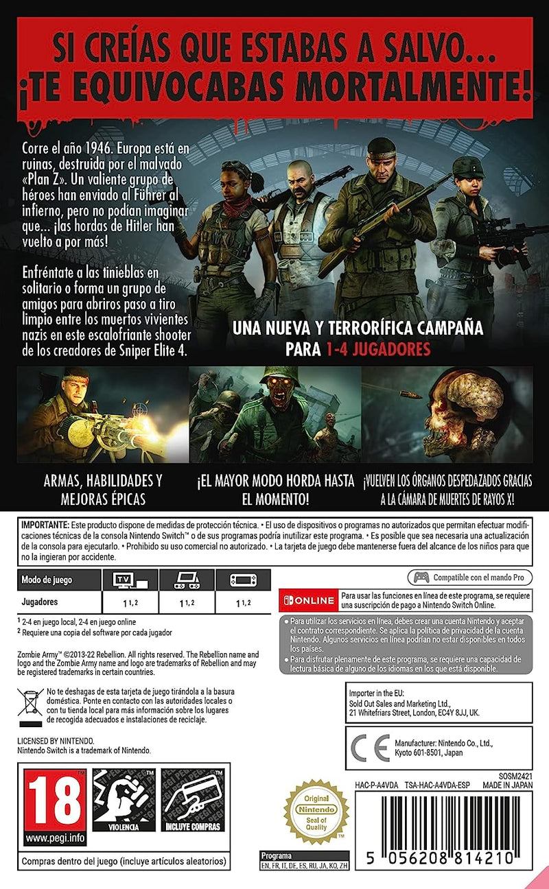 Game Zombie Army 4:Dead War Nintendo Switch