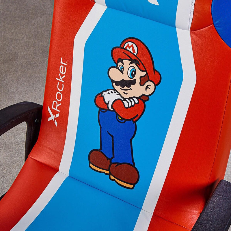Silla con pedestal de audio X-Rocker Super Mario 2.1 - Rojo, Azul