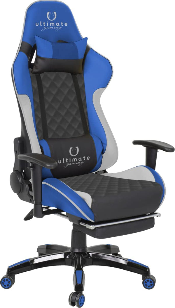Silla Ultimate Gaming Orion Azul, Negro, Blanco