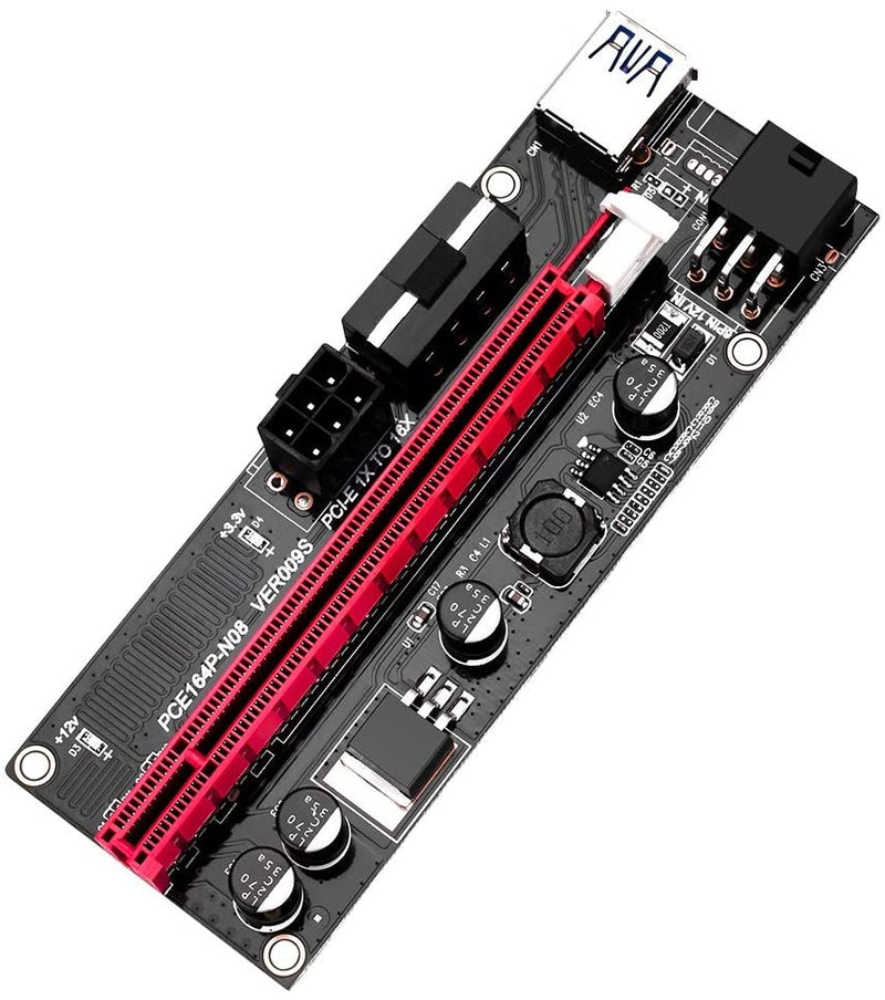 PCI-E 1x-16x Riser-Adapter | SIEHE 009S | 2x 6polig| USB 3.0| 60cm Blau