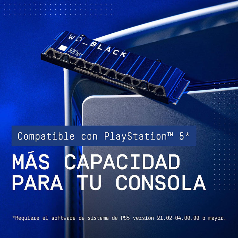 Western Digital Black SSD 1 TB M.2 2280 SN850 mit Kühlkörper 3D NAND NVMe PCIe 4.0 (7000 Mb/s) PS5-kompatibel