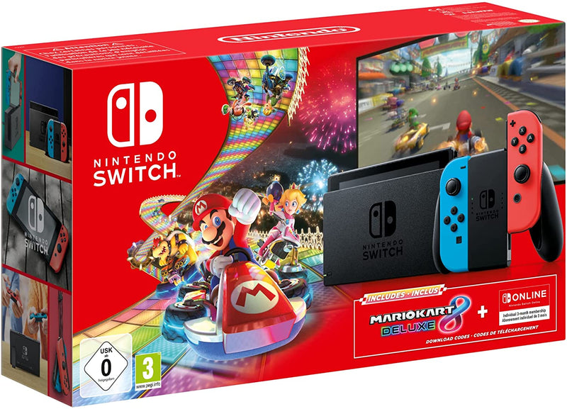 Nintendo Switch V2 + Mario Kart 8 Deluxe + 3 mois Switch Online (32 Go)