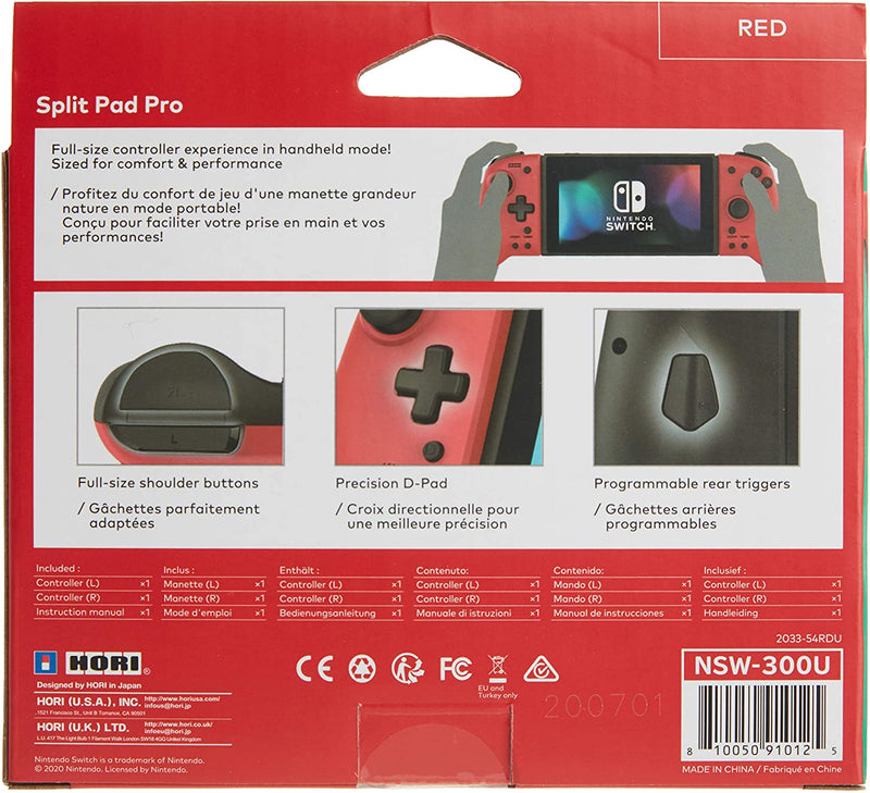 Hori Split Pad Pro Manette Nintendo Switch Rouge