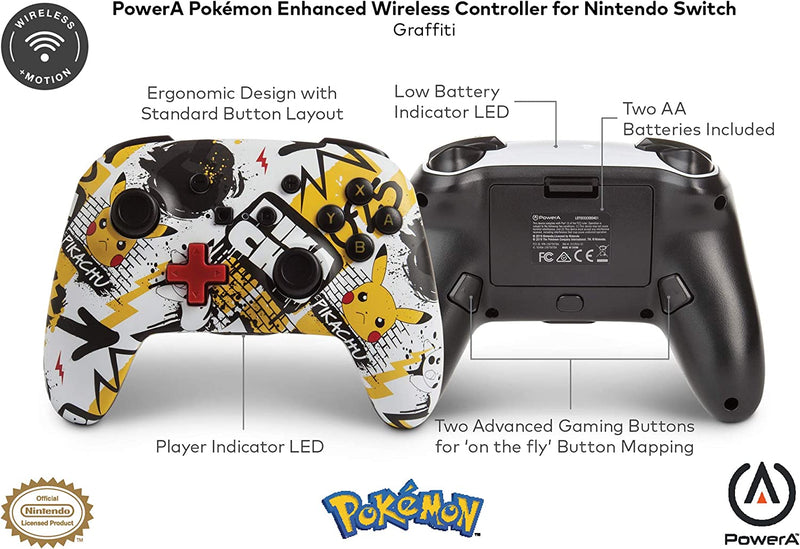 Official PowerA Wireless Controller Pokemon Graffiti Nintendo Switch