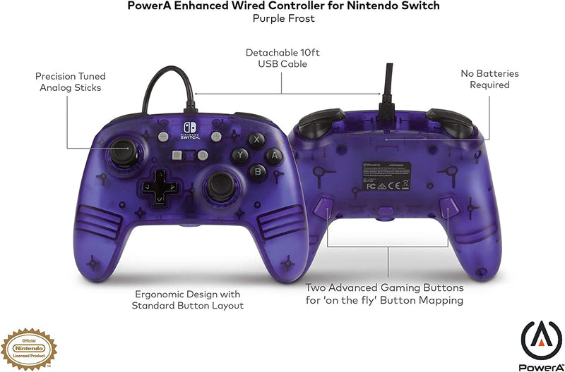 Manette Filaire PowerA Officielle Nintendo Switch Purple Frost