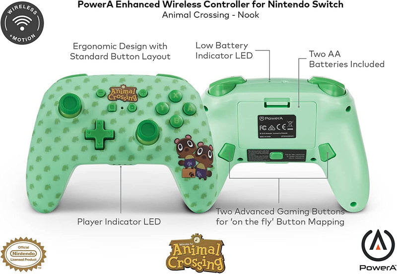 Animal Crossing Timmy & Tommy Nook Controlador inalámbrico PowerA Nintendo Switch