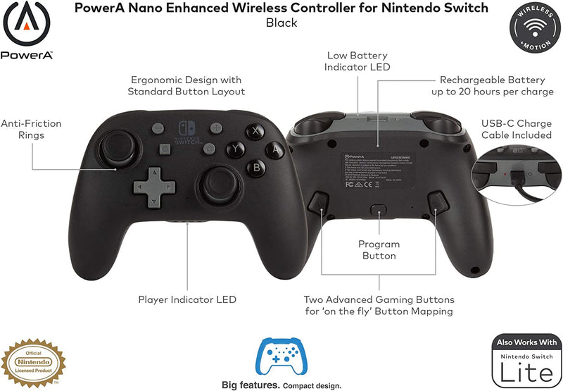 Mando Inalámbrico PowerA Nano Negro Nintendo Switch