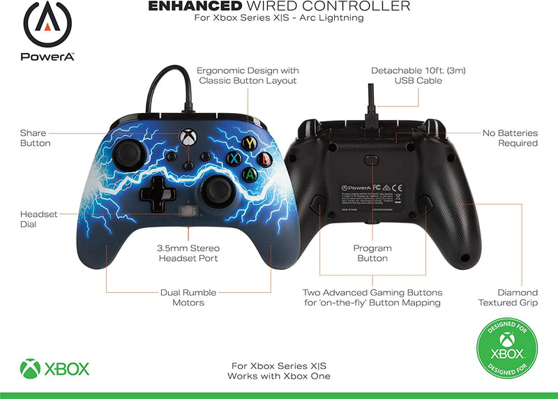Controller PowerA con cavi Arc Lightning (Xbox One/Series X/S/PC)