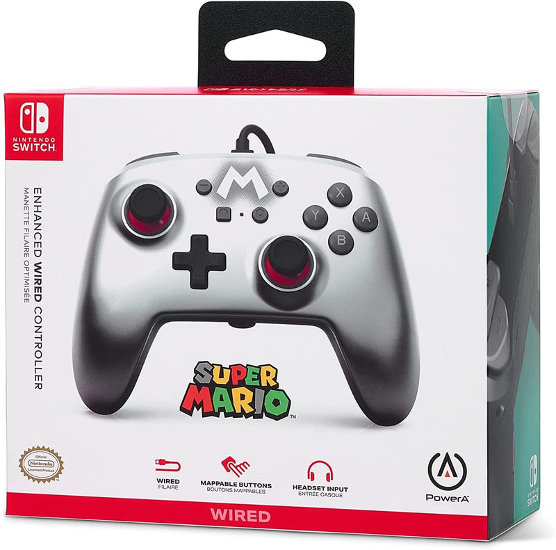 Wired PowerA Controller Super Mario Silver Nintendo Switch