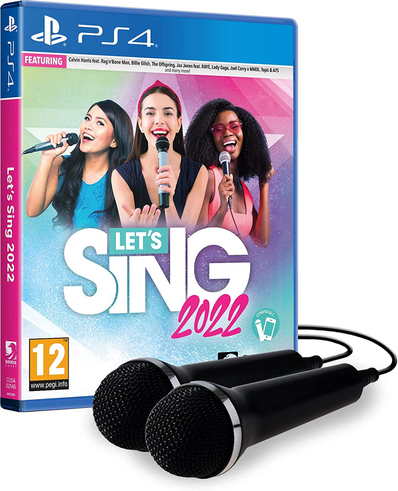 Let's Sing 2022 Game + 2 PS4 Microphones