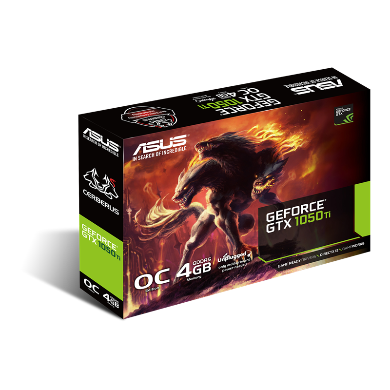 Graphics Card ASUS Cerberus GeForce GTX 1050 Ti OC Edition 4GB GDDR5